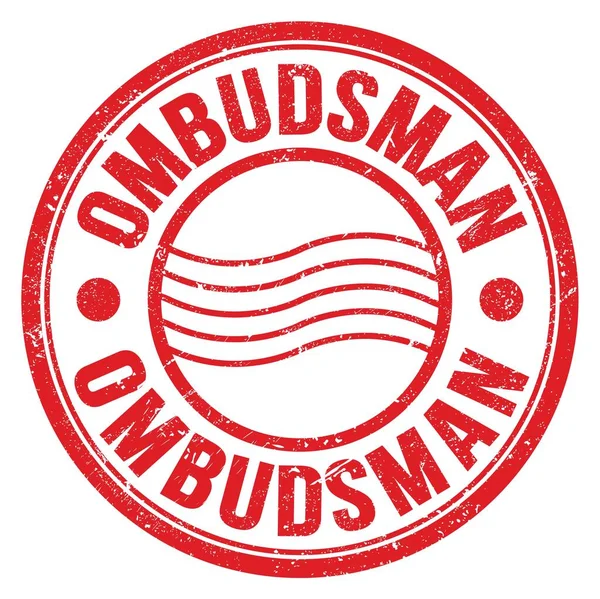 Ombudsman Λέξη Γραμμένο Κόκκινο Στρογγυλό Ταχυδρομικό Γραμματόσημο — Φωτογραφία Αρχείου
