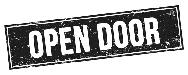 Open Door Text Black Grungy Rectangle Stamp Sign — Stock Photo, Image