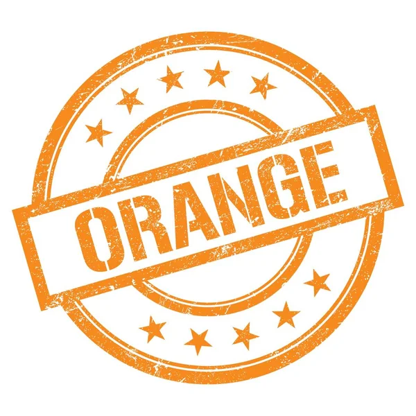 用橙色圆形橡胶图章写的Orange文字 — 图库照片