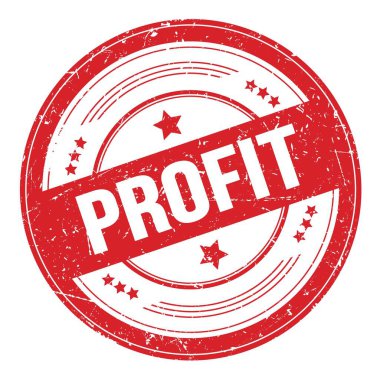Kırmızı yuvarlak grungy doku damgası üzerine PROFIT metni.
