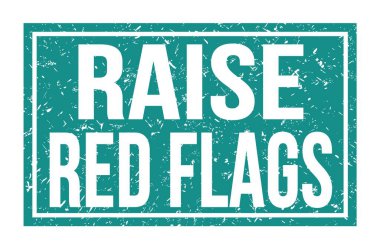 KIRMIZI Bayrakları yükselt, mavi dikdörtgen mühür işareti üzerine yazılmış kelimeler