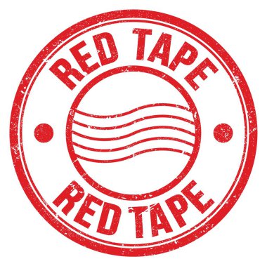 Kırmızı yuvarlak posta pulu işareti üzerine kırmızı TAPE sözcüğü