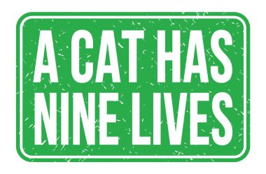 Bir KEdinin 9 Yaşamı vardır, Yeşil dikdörtgen damga işareti üzerine yazılmış kelimeler