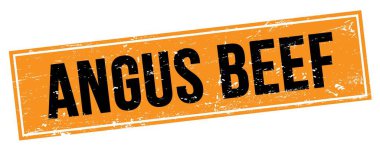 Siyah turuncu grungy dikdörtgen damgalı ANGUS BeEF metni.