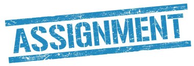 Mavi grungy dikdörtgen damga işareti üzerinde ASSIGNMENT metin.