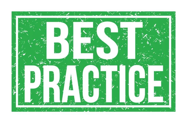 Best Practice Ord Skrivna Grön Rektangel Stämpel Tecken — Stockfoto