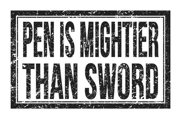 Pen Mightier Sword Words Written Black Rectangle Stamp Sign — Stock Photo, Image