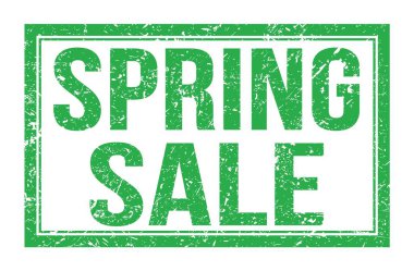 İlkbahar Satışı, yeşil dikdörtgen mühür işareti üzerine yazılmış kelimeler