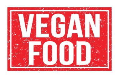 VEGAN Gıda, kırmızı dikdörtgen işareti üzerine yazılmış kelimeler