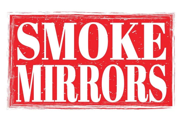 Smoke Mirrors Szavak Piros Koszos Bélyegzőtáblára Írva — Stock Fotó