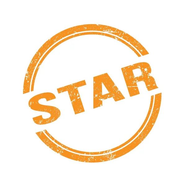 Star Text Skriven Orange Grungy Vintage Stamp — Stockfoto