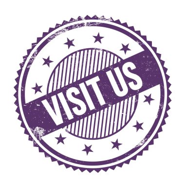 VISIT ABD metin mor indigo grungy zig zag kenarları yuvarlak pul üzerine yazılmış.