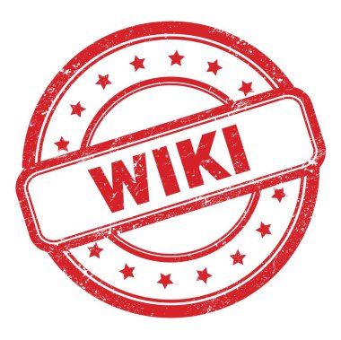 WIKI metin üzerinde kırmızı grungy vintage yuvarlak kauçuk damga.