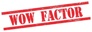 Kırmızı grungy dikdörtgen vintage damga üzerinde WOW FACTOR metin.