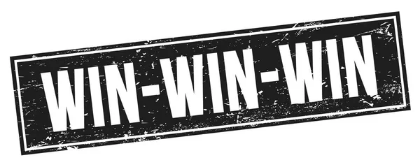 Win Win Win Text Černé Grungy Obdélníkové Razítko — Stock fotografie
