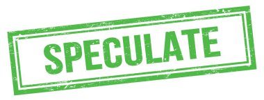 Yeşil grungy vintage dikdörtgen pulu üzerine SPECULATE metin.