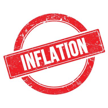 Kırmızı grungy yuvarlak vintage damga üzerinde INFLATION metin.