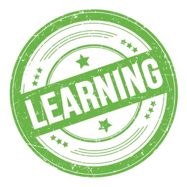 Yeşil yuvarlak grungy doku damgasıyla ilgili öğrenme metni.