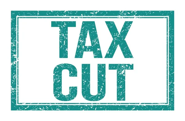 Tax Cut Palavras Escritas Sinal Carimbo Retângulo Azul — Fotografia de Stock
