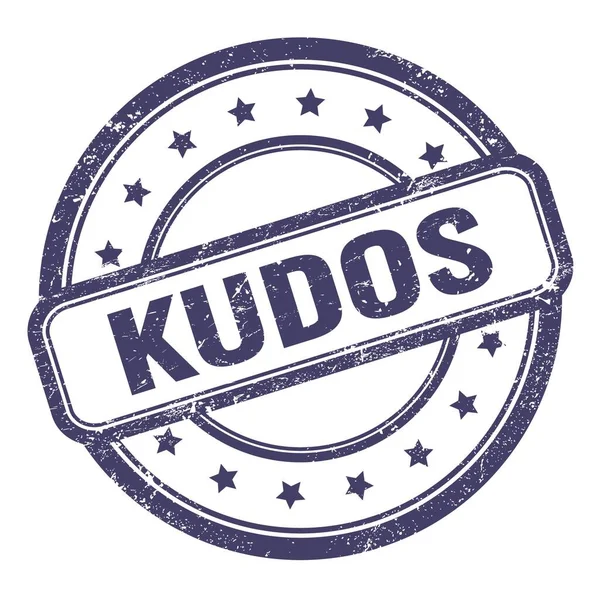 Kudos Texto Indigo Azul Grungy Vintage Redondo Selo Borracha — Fotografia de Stock