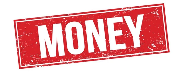 Geld Text Auf Rotem Grungy Rechteck Stempelschild — Stockfoto