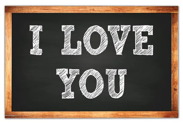 Love You Written Black Wooden Frame School Blackboard — Stock Photo, Image