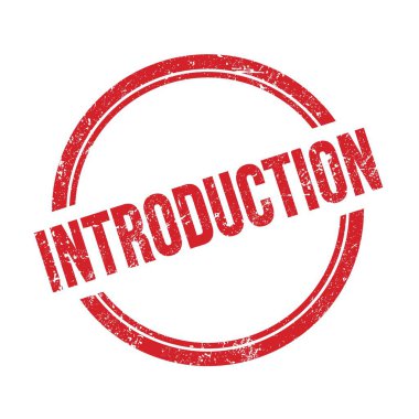 Kırmızı grungy vintage yuvarlak pul üzerine yazılmış INTRODUCTION metin.