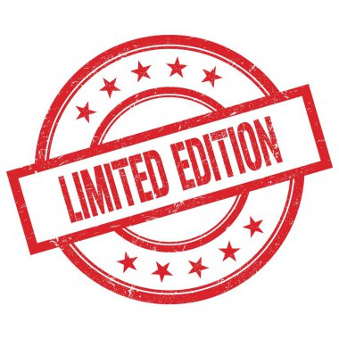 LIMITED EDITION kırmızı yuvarlak vintage kauçuk damga üzerine yazılmış metin.