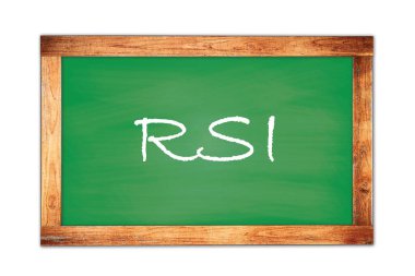 RSI metni yeşil ahşap çerçeve okul tahtasına yazıldı.