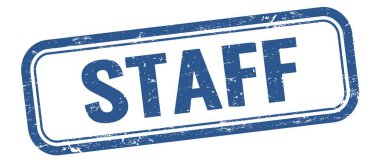 Mavi grungy vintage dikdörtgen damgalı personel metni.