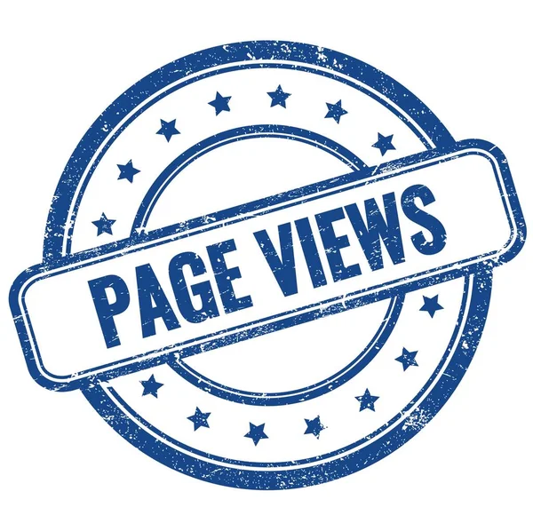 Page Views Tekst Niebieski Vintage Grungy Okrągły Stempel Gumowy — Zdjęcie stockowe