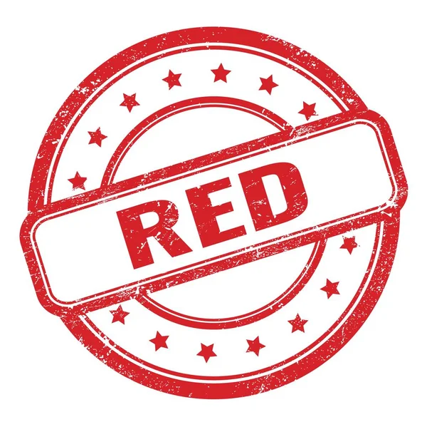 Red Szöveg Piros Grungy Vintage Kerek Gumibélyegzőről — Stock Fotó