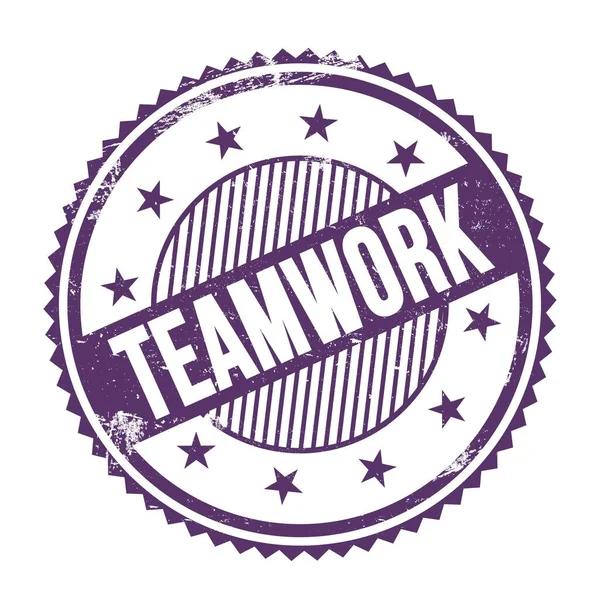 Teamwork Texto Escrito Púrpura Índigo Gruñón Zig Zag Bordes Ronda — Foto de Stock