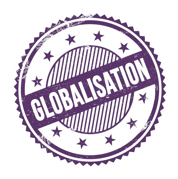 Globalisation Text Auf Lila Indigo Grungy Zick Zack Rand Runde — Stockfoto