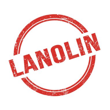Kırmızı grungy vintage yuvarlak damga üzerine yazılmış LANOLIN metni.