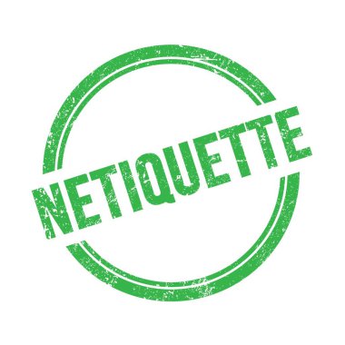 NETIQUETTE yeşil grungy vintage yuvarlak pul üzerine yazılmış metin.