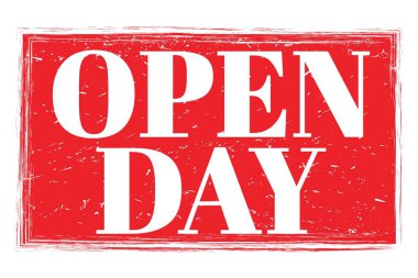 AÇIK GÜN, kırmızı grungy mühür işareti üzerine yazılmış kelimeler