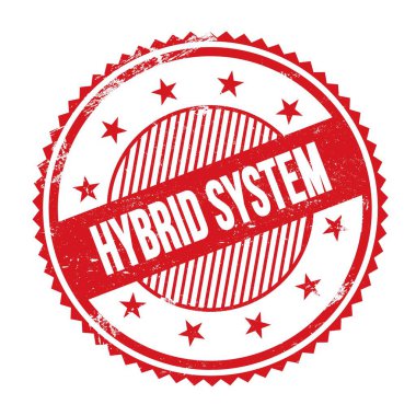 Kırmızı grungy zig zag kenarları üzerine yazılmış HYBRID SİSTEM metni.