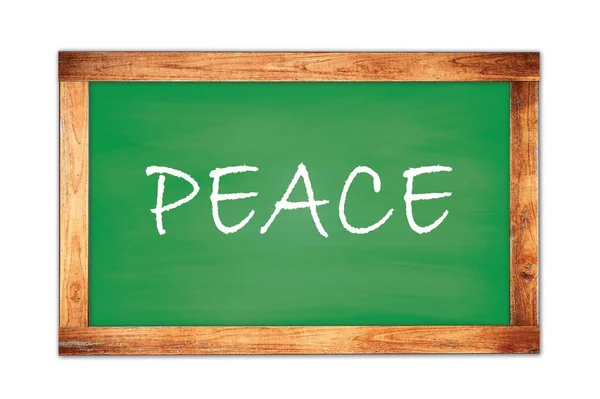 Peace Text Napsaný Zeleném Dřevěném Rámu Školní Tabule — Stock fotografie
