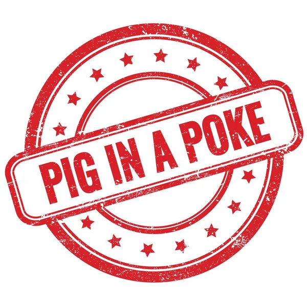 Pig Poke Text Red Vintage Grhy Ruine Stamp — стоковое фото