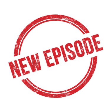 YENİ EPISODE kırmızı grungy vintage yuvarlak pul üzerine yazılmış metin.