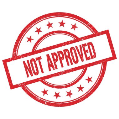 Onaylanmamış kırmızı yuvarlak plastik damga üzerine yazılmış metin.