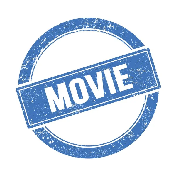 Movie Tekst Niebieski Grungy Okrągły Znaczek Vintage — Zdjęcie stockowe