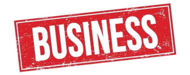 Kırmızı grungy dikdörtgen damga işareti üzerine iş metni.