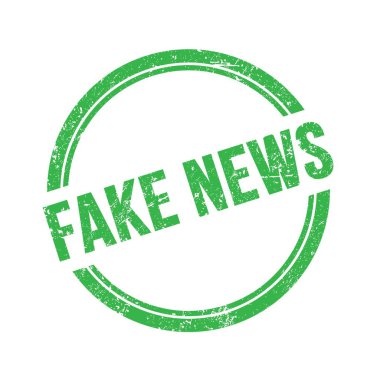 Yeşil grungy vintage yuvarlak damgalı sahte haber metni.