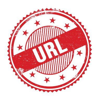 Kırmızı grungy zig zag kenarları yuvarlak damgalı URL metni.