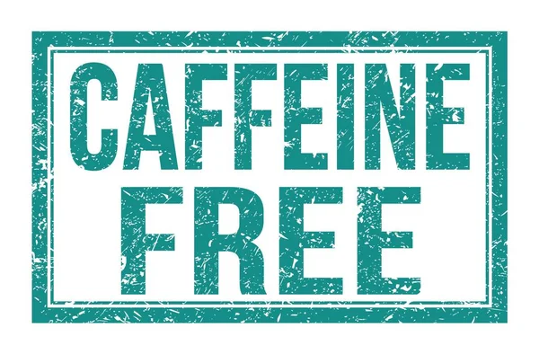 Caffeine Free Słowa Napisane Niebieskim Prostokącie Znak Znaczka — Zdjęcie stockowe