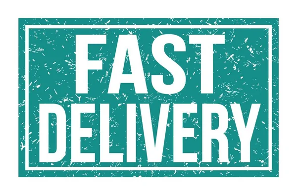Fast Delivery Woorden Geschreven Blauwe Rechthoek Stempel Teken — Stockfoto