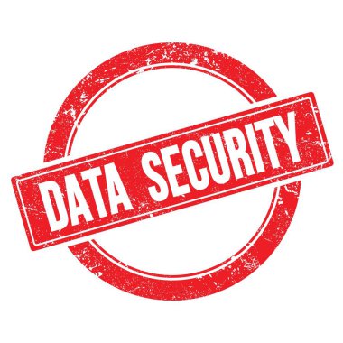 Kırmızı grungy yuvarlak vintage pul üzerinde DATA GÜVENLİK metin.