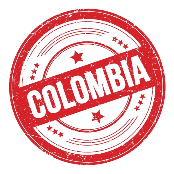 Colombia Text Röd Rund Grungy Textur Stämpel — Stockfoto